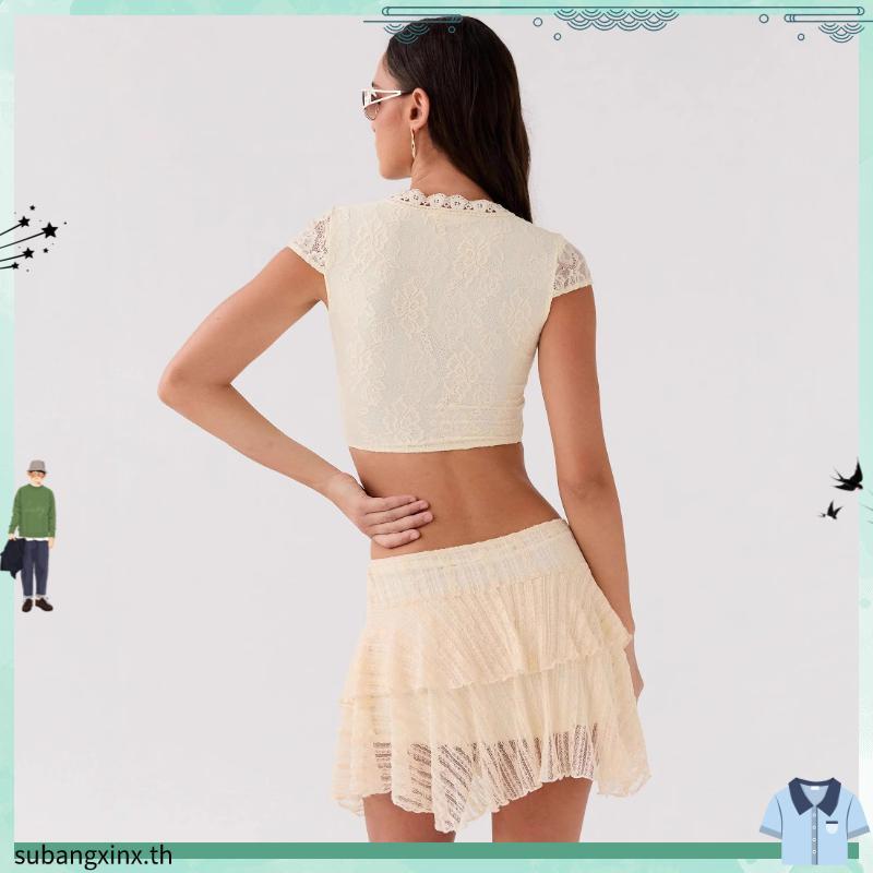 [Pomelo] Pomelo. x Janesuda เสื้อครอปลายทางแต่งระบาย / Pomelo. x Janesuda Ruffle Crop Top