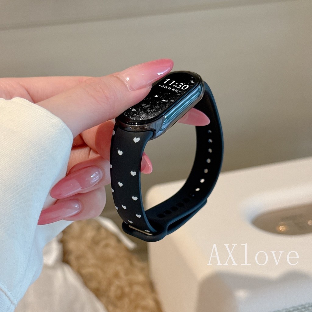Love Heart พิมพ์สําหรับ Xiaomi Mi Band 10 9 8 สายรัดข้อมือเปลี่ยนสร้อยข้อมือสําหรับ Mi Band 9 8 สายรัดข้อมือ