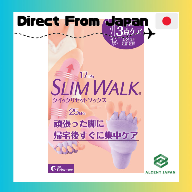 SlimWalk Compression Socks Quick Reset Socks S-M Pink & Purple Home Use Compression AskDoctors Calf 