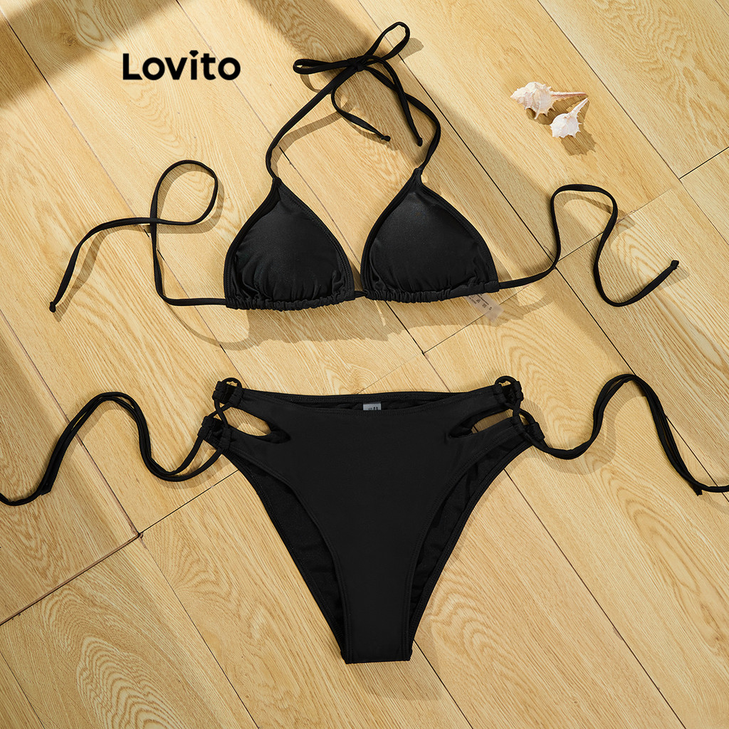 Lovito بيكيني شبكي بألوان متباينة سريع الجفاف — صورة 5