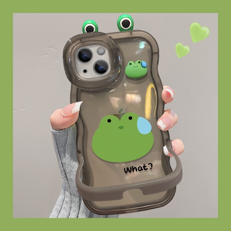 ไอโฟน16 เคสไอโฟน16 กบเหงื่อสามมิติเหมาะสําหรับ Apple 16Promax เคสโทรศัพท์ Phone15plus13 Dual Bracket