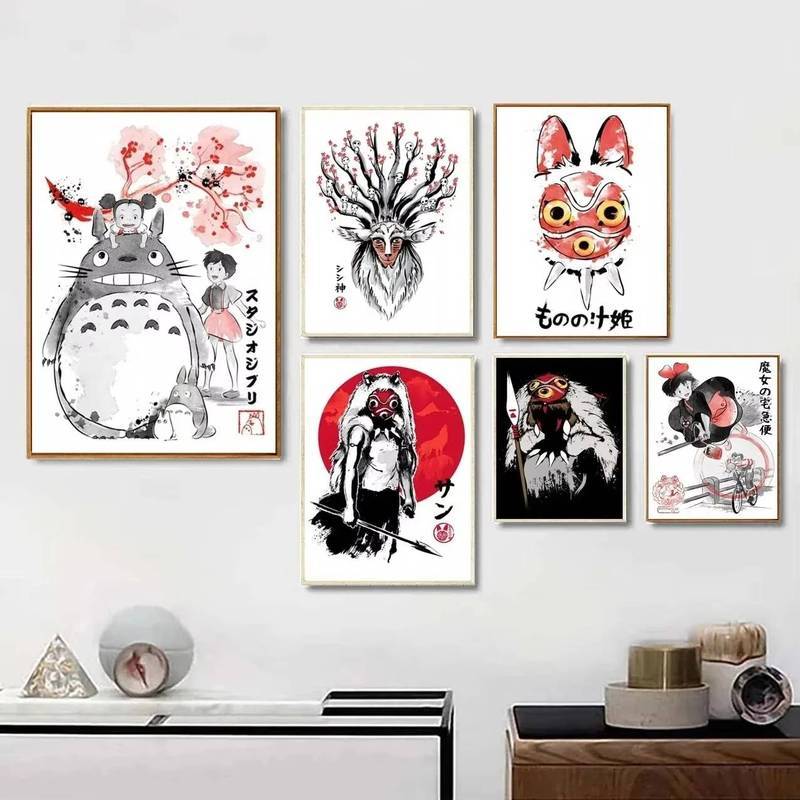 Totoro Cartoon Studio Ghibli Anime Art Classic Movie Canvas Painting Art Home Wall Decor Canvas Post
