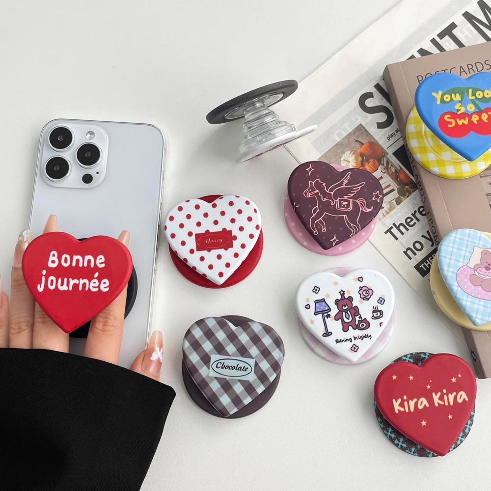 Popsocket ที่วางโทรศัพท์แบบพับได้ลายการ์ตูนหัวใจสําหรับโทรศัพท์แม่เหล็ก