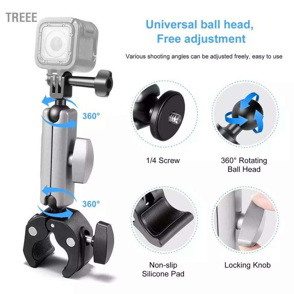 PULUZ PU867B ตัวยึดกล้องติดแฮนด์จักรยาน อะลูมิเนียม สำหรับ GoPro DJI HERO 11/10/9/8/7 Insta360 thumbnail 7