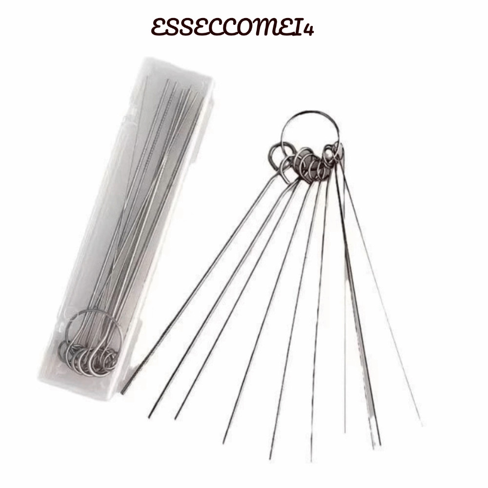ESSECCOMEI4 10 ชิ้น/กล่องสแตนเลสผ่านเข็ม,หัวฝักบัว 0.4-1.6 มม.สแตนเลสเข็มแปรงชุด,ตัดเชื่อม Dredge อาบน้ําทําความสะอาดเครื่องมือเชื่อมซ่อมเครื่องมือ
