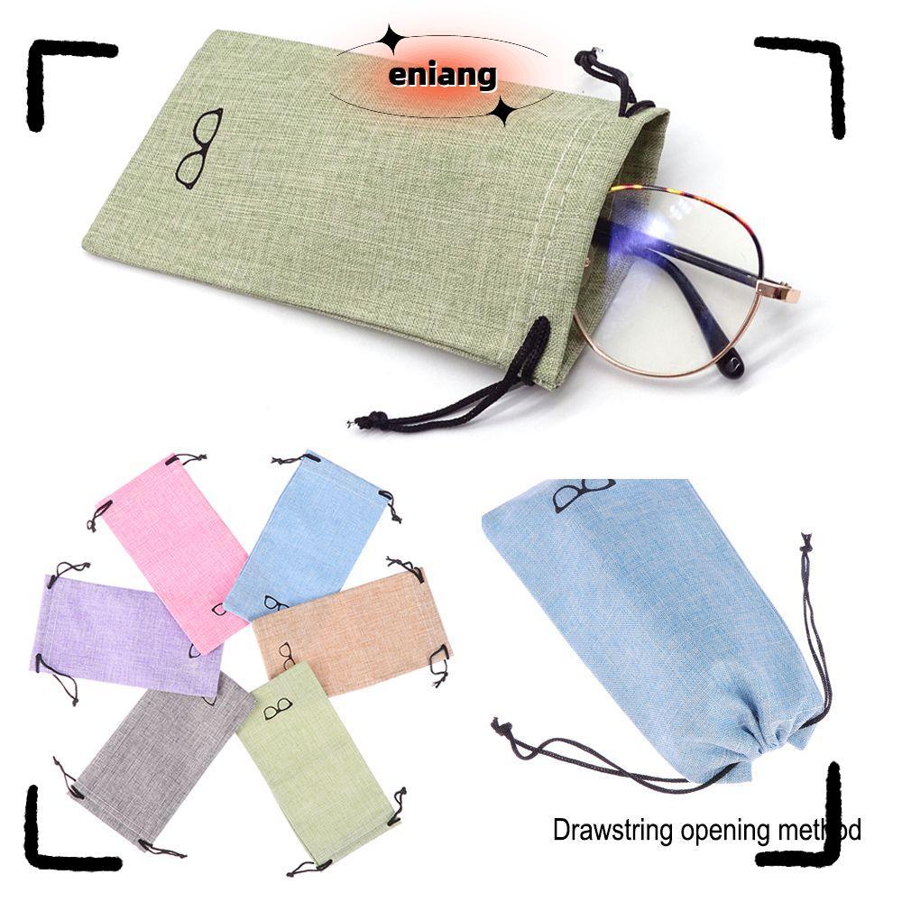 ENIANG 5/10/20pcs กระเป๋าแว่นตาแบบพกพา กุญแจกลมพร้อมสายคล้องคอ