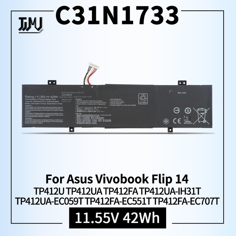 C31N1733 Laptop Battery Replacement for ASUS VivoBook Flip 14 TP412U TP412UA TP412FA TP412UA-IH31T T