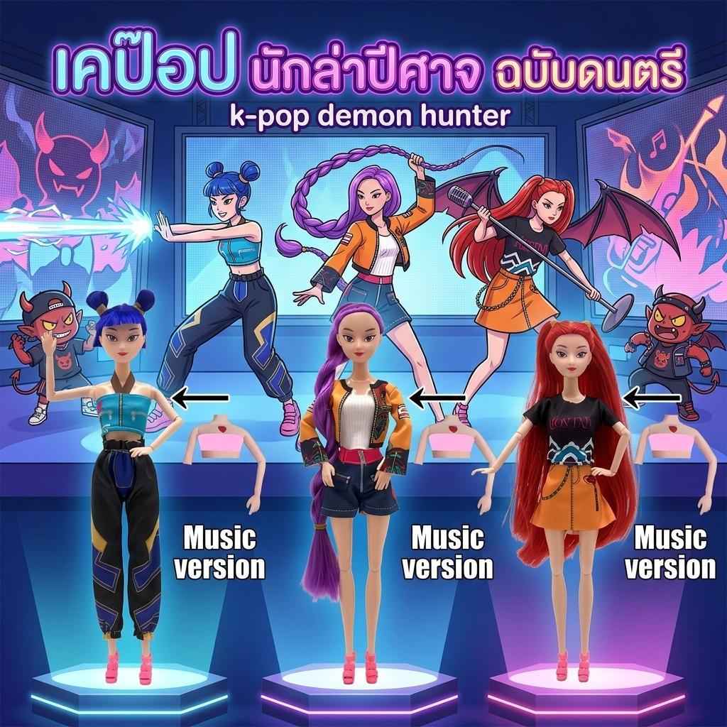 ตุ๊กตาไอดอลสาว K-POP นักล่าปีศาจ ข้อต่อขยับได้ มีเสียงเพลงสุดเท่ ของขวัญสุดพรีเมียมสำหรับเด็กๆ