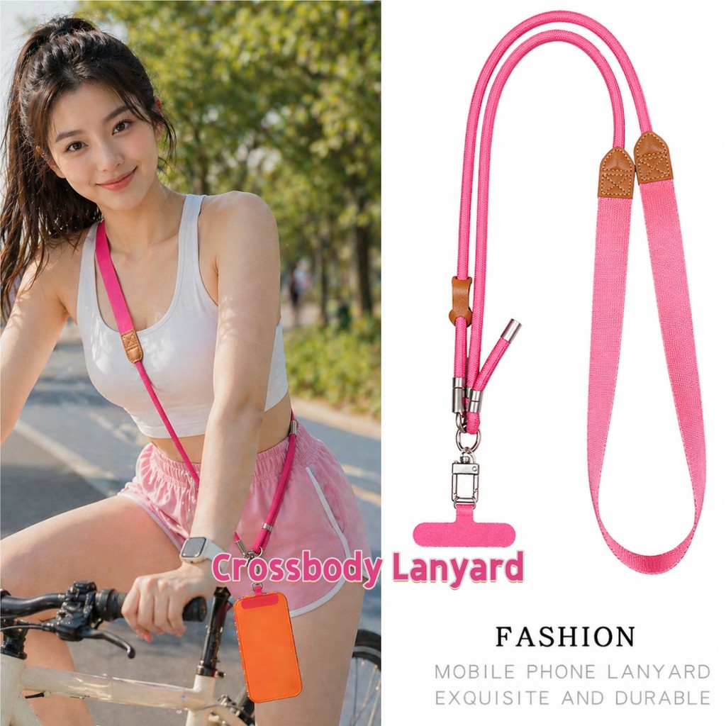 1 PC แฟชั่นปรับ 150 ซม.สายคล้องคอ Crossbody สร้อยคอเชือกสําหรับ iPhone 17 16 15 14 13 Pro Max Plus 17E ผ้า Anti Drop ไนลอนโซ่ตกแต่ง