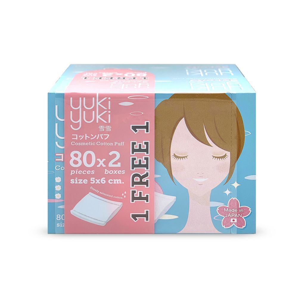 [สินค้าส่งด่วน] ยูกิ ยูกิ สำลีแผ่น 80 แผ่น รุ่น 1 แถม 1 YUKI YUKI COTTON PUFF 80 PCS. BOGO