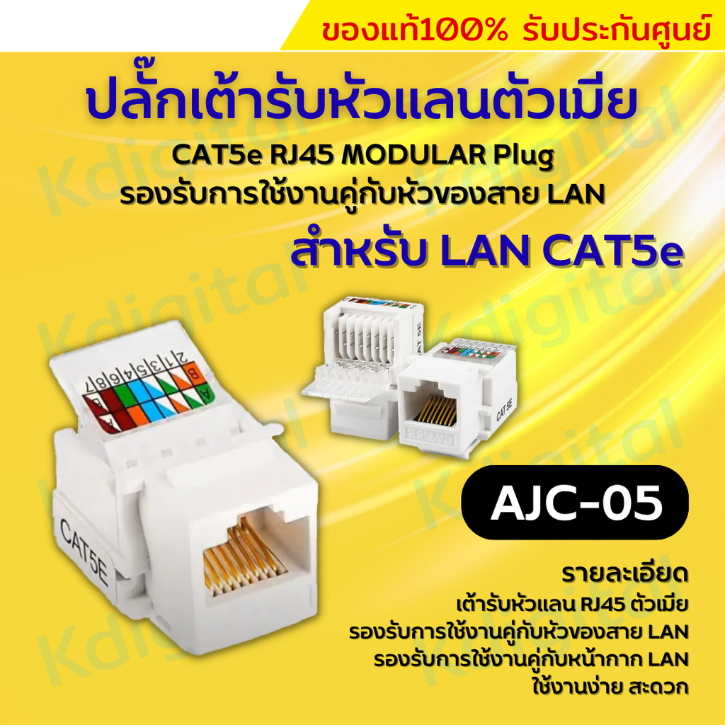 เต้ารับหัวแลนตัวเมีย CAT5E/CAT6 RJ45 MODULAR JACK / CAT5E/CAT6