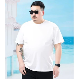 เสื้อยืดผู้ชายคอกลม แขนสั้น เสื้อคนอ้วน ยืดเปล่า oversize เสื้อยืดแฟชั่น โอเวอร์ไซส์ทรงหลวม เนื้อผ้านุ่มเย็นสบาย สีขาว