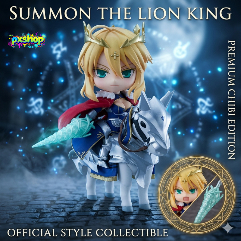 FGO Artoria Pendragon Lancer Figure - Cute Chibi Altria White Spear Action Figure - Fate/Grand Order