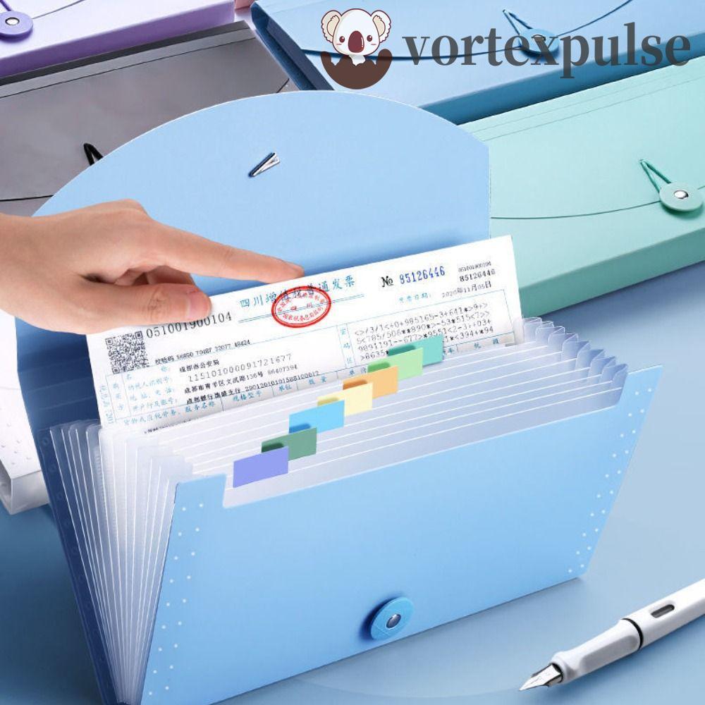 VORTEXPULLSE กระเป๋าแฟ้มขยาย 13 กระเป๋า Tax Item A6 แบบพกพา Bill Storage Cards Document Organizer