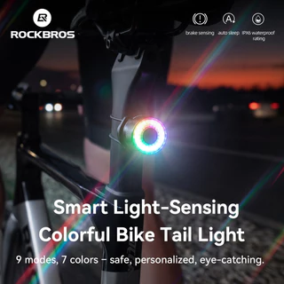 【TH Delivery】ROCKBROS จักรยานไฟท้าย IPX6 กันน้ําไฟเตือนที่มีสีสันสมาร์ทเบรค Sensing Night Cyclling MTB จักรยานเสือหมอบอุปกรณ์เสริม