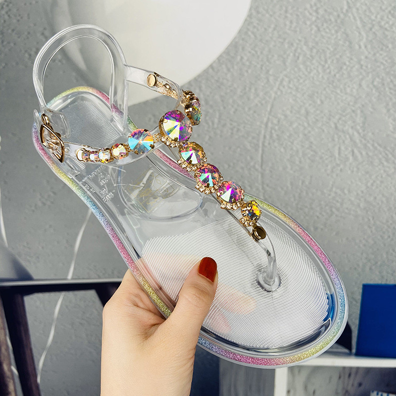 Jelly Sandals Y2 Jelly Sandals Chain PVC Shoes Beach Transparent Sandals 6503
