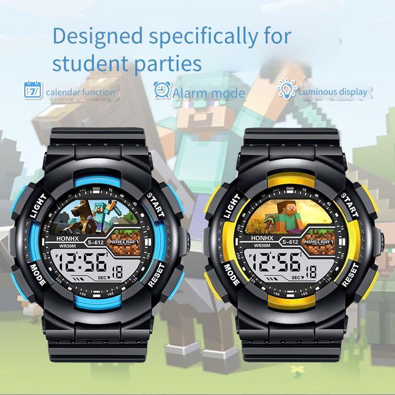 มายคราฟ นาฬิกาอิเล็กทรอนิกส์ แมค เกม สินค้า สตีฟ นักเรียนชั้นประถมศึกษา เด็ก กีฬา นาฬิกาปลุก ช็อก