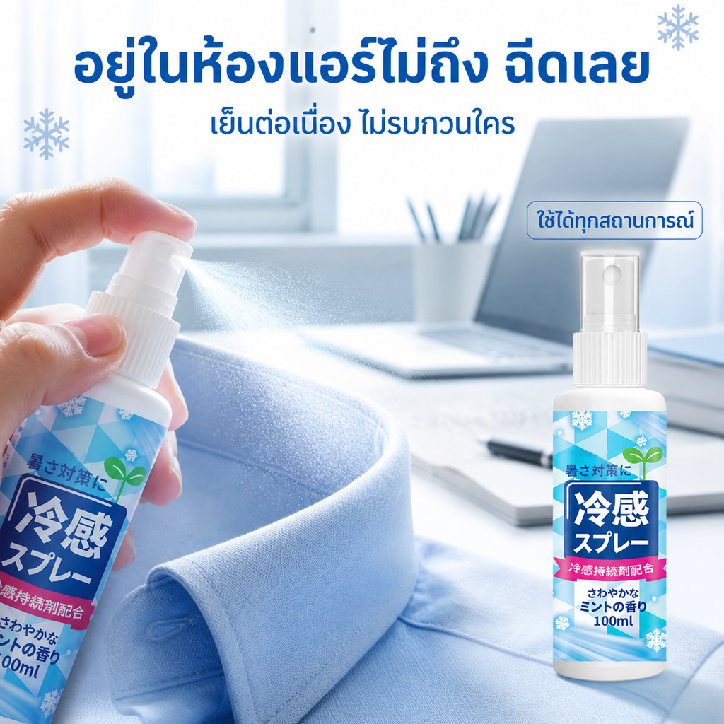 สเปรย์คลายร้อน สารคงความเย็น ระเหยเร็ว 100ml พกง่าย กันฮีทสโตรก ใช้ทั้งเสื้อผ้าและผิว