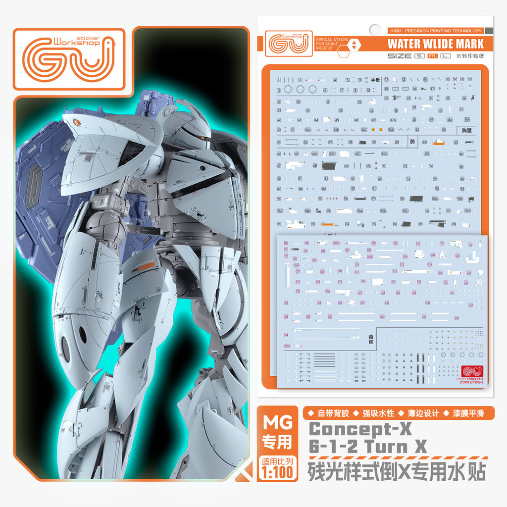 GUGU MG 1/100 Turn X Concept-X Water Slide Decal (ไม่รวมชุด) GUGUMG036