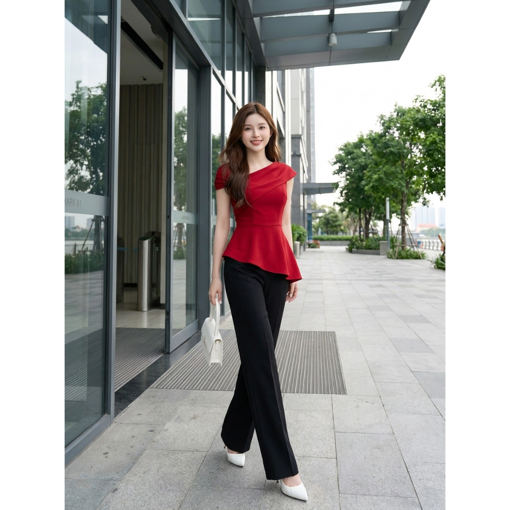 ตู้เสื้อผ้าหวาย WIDE-LET PANTS และชุดเสื้อ PEPLUM สําหรับ GOING OUT, GOING ไปทํางาน, GOING TO PARTY,