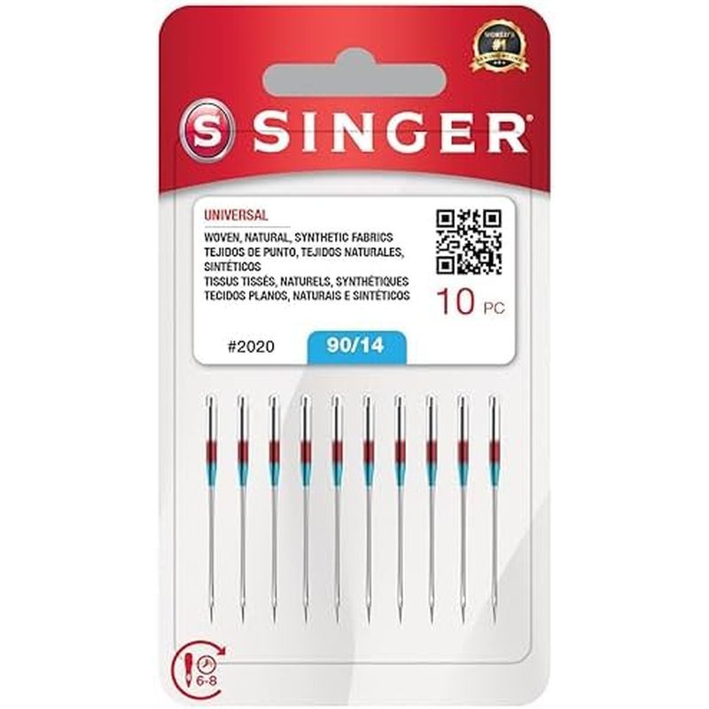 Singer 10-Pack Universal 2020 Sewing Machine Needles, Size 90/14