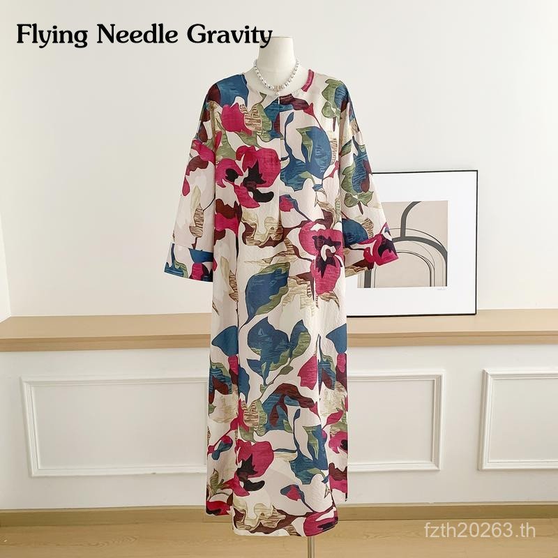 2026 พยาบาล Kaftan, Farhah, Zip Halimunan, Casual Floral Print, เหมาะสําหรับแม่, Non-Ironing Elegant Dress, ชุดนอนพิมพ์ลาย