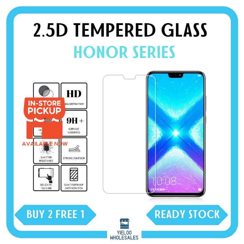 (ซื้อ 2 แถม 1) HONOR กระจกนิรภัยป้องกันหน้าจอ NON-FULL 2.5D X8/X5/X7/X8b/200Lite/X6b/X7c/400/X6c/X9d