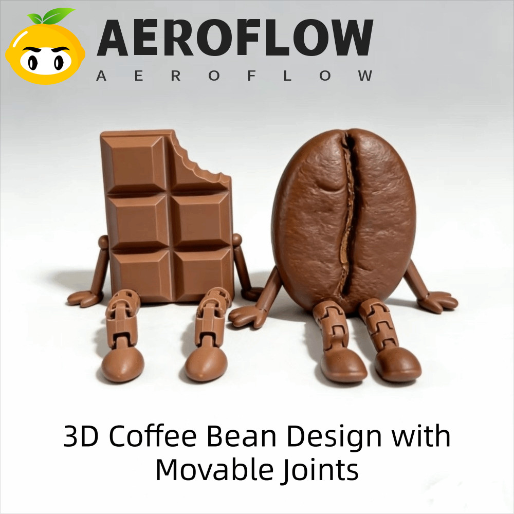 AEROFLOW เครื่องประดับเมล็ดกาแฟ, พิมพ์ 3D เครื่องประดับช็อคโกแลตตลก, โมเดลประติมากรรมสร้างสรรค์ตกแต่งบ้านอเนกประสงค์สํานักงาน
