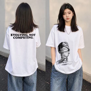 (ผ้าฝ้าย 100%) Luvoro 2026รุ่นใหม่ เสื้อยืด Cotton oversize T-shirt unisex ลาย เนื้อผ้านุ่มระบายอากาศดี แขนสั้น ใส่สบายสีดำและสีขาว เสื้อยืดทูโทน เสื้อยืดแขนสั้น C1934
