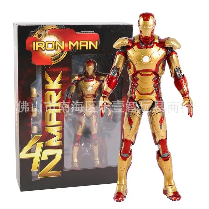 2026 สไตล์ใหม่ 2026 Marvel Iron Man Mk42Mk43Mk21Mk45MK6 รูปเกราะ 20 ซม.เคลื่อนย้ายได้รูปเดสก์ท็อปตกแ