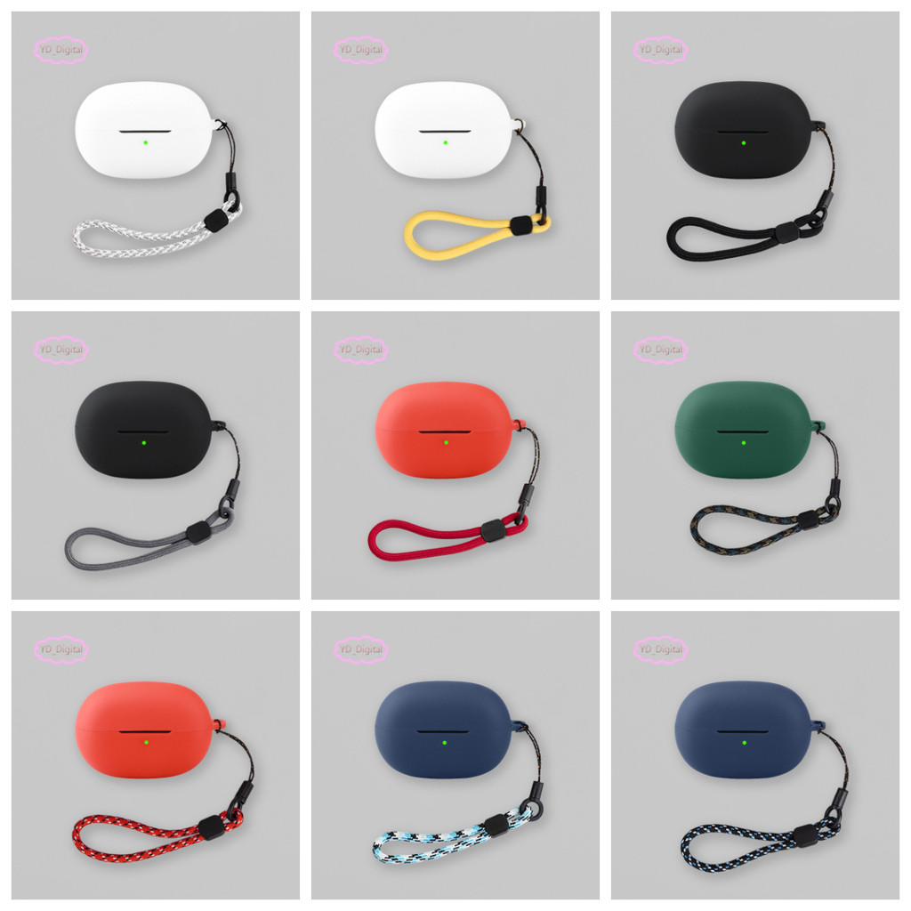 for EarFun Clip 2 Case Solid Color Earphone Silicone Soft Shell Washable Shockproof Headphone Protector Earbuds Skin with Lanyard