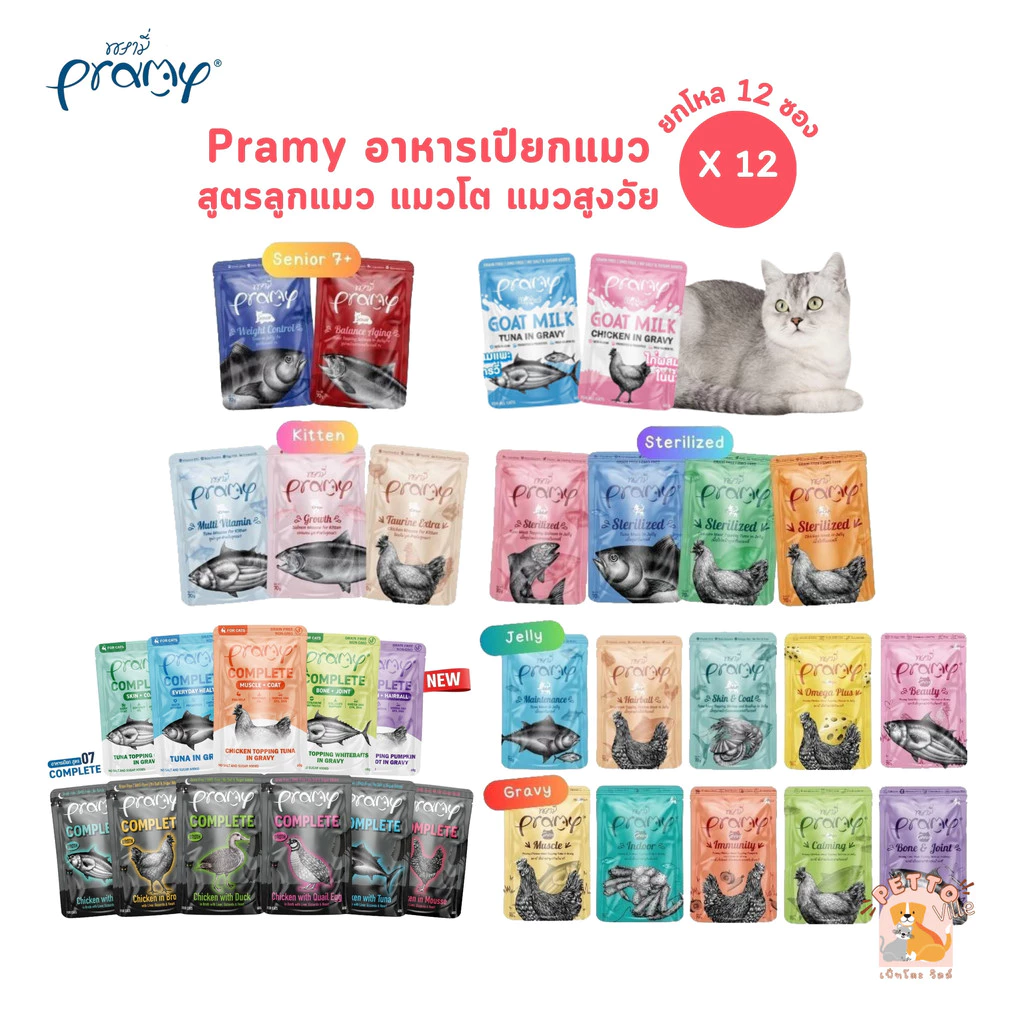 อาหารเปียกแมว Pramy สูตรแมวทุกวัย 70g แพ็ค 12 ซอง thumbnail 6