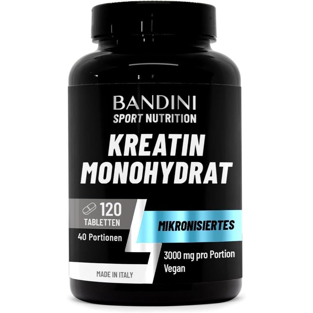 Bandini Micronised Creatine Monohydrate 120 เม็ดพร้อมการฝึกเสิร์ฟ 3000 มก. ฟิตเนสและ PreWorkout Crea