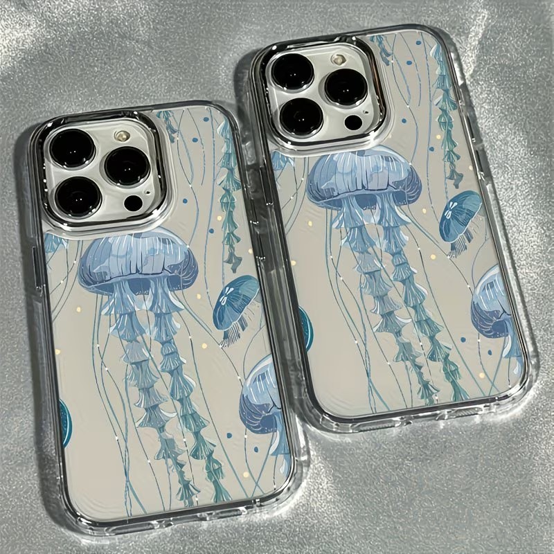 โปร่งใสแมงกะพรุนรูปแบบเคสโทรศัพท์สําหรับ iPhone 17 16 15 14 13 12 11 Pro Air X XS XR 7 8 Plus SE2 17E 16E กันกระแทก