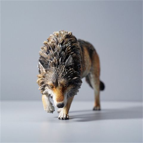 [คลังสินค้าพร้อม] JXK 1/6 North American Grey Wolf จําลองสัตว์ดุร้ายเครื่องประดับรูปสามมิติ Deskt