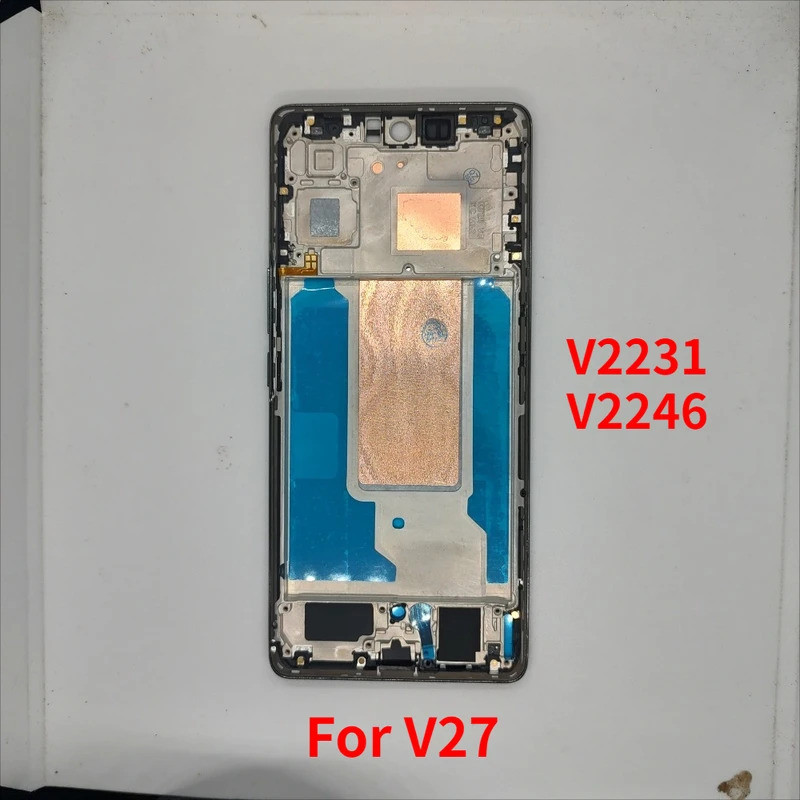 กรอบกลางสําหรับ Vivo V27 V2231 V2246 LCD กรอบด้านหน้า Bezel พร้อมอะไหล่ซ่อมปุ่มด้านข้าง