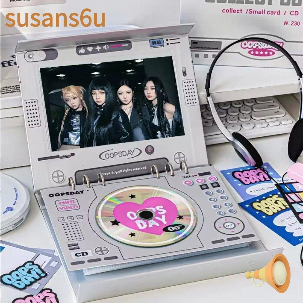 SUSAN อัลบั้มรวมการ์ดภาพถ่ายซีดีวินเทจ 3 นิ้ว ที่ใส่ภาพถ่ายโฟโต้การ์ด หนังสือเก็บการ์ดสี่ช่อง อัลบั้มเก็บใบหลวมดีวีดี กระดาษของขวัญ