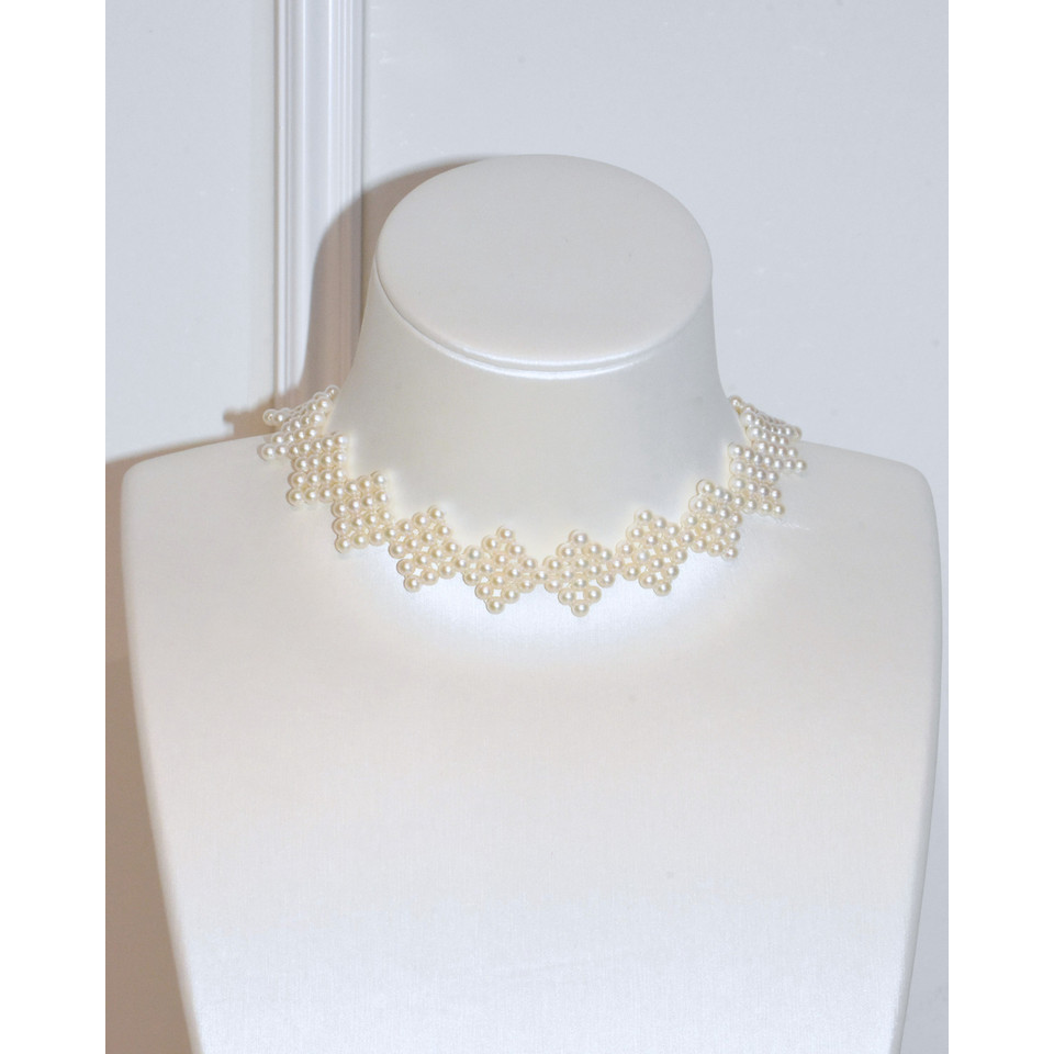 4A Freshwater Round Necklace in Silver 925 WG Plated - Pearly Silk - White (3 -4mm)