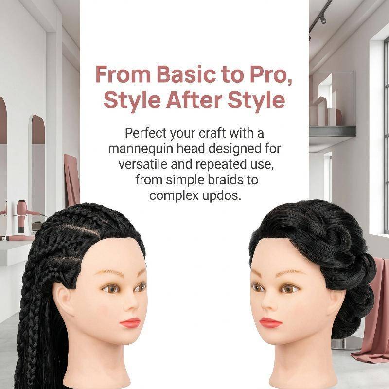 [Zen-t] Mannequin Training Head ผมยาว 24 นิ้วสําหรับ Salon Hairdresser Cosmetology Practice Braiding