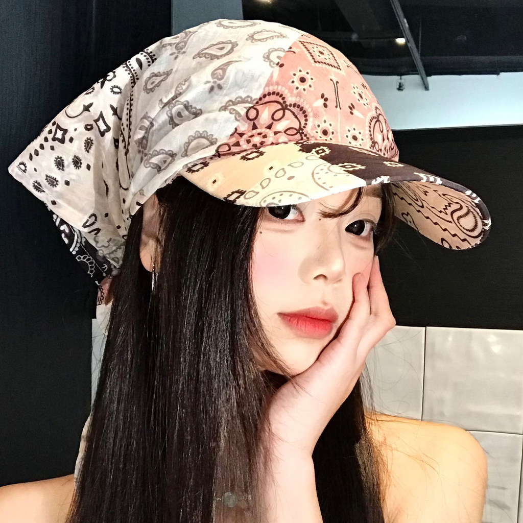 Vintage Cashew ดอกไม้ประดับด้วยลูกปัดบาง Headscarf หมวกผู้หญิงฤดูร้อนกลางแจ้งหมวกบังแดด