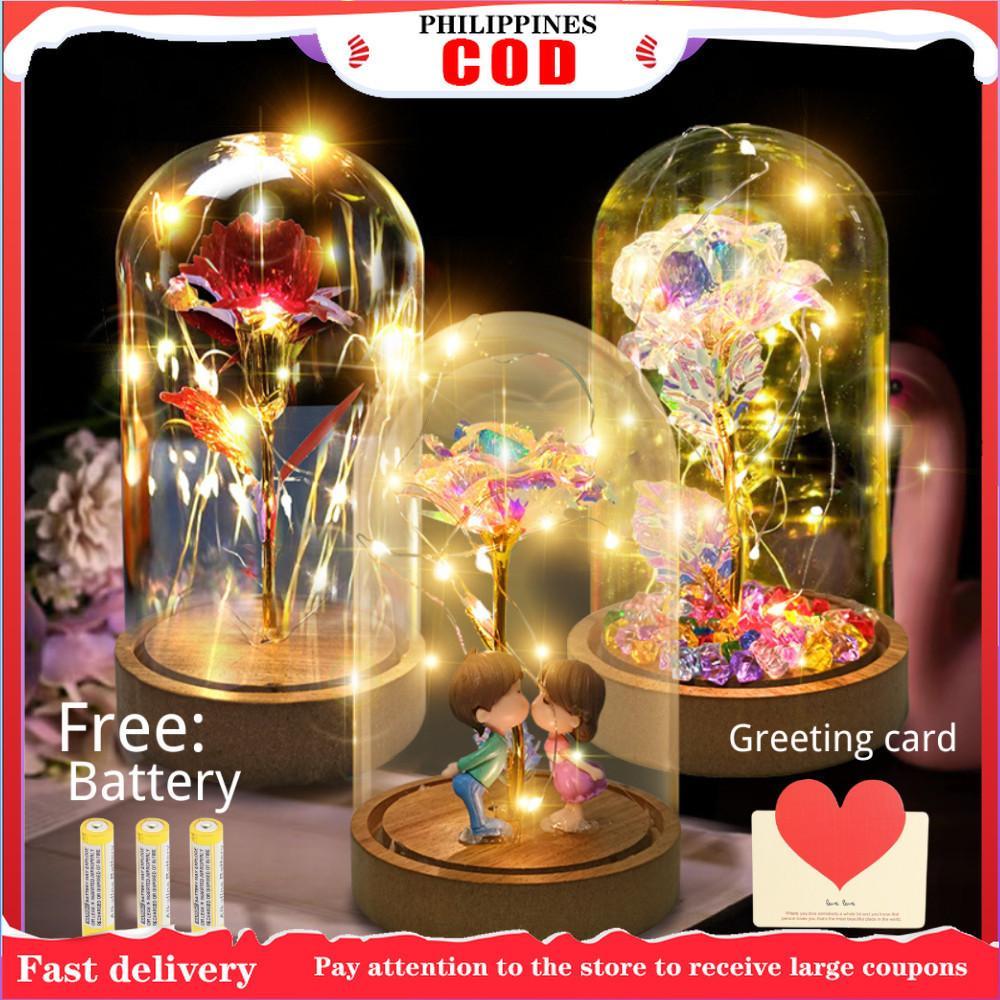 วันวาเลนไทน์ Galaxy Rose พร้อมกล่อง Eternal Rose พร้อม Led Light Rose Dome Glass