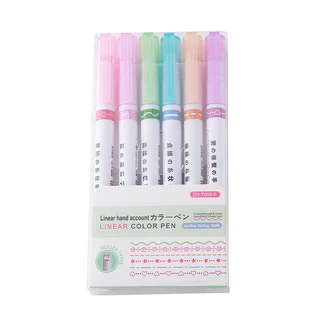 ปากกาเน้นข้อความเส้นตรงสีเรียงลำดับ🎨 ✏️ชุด6สีสดใสสำหรับBullet Journal ไดอารี่📒CXT007