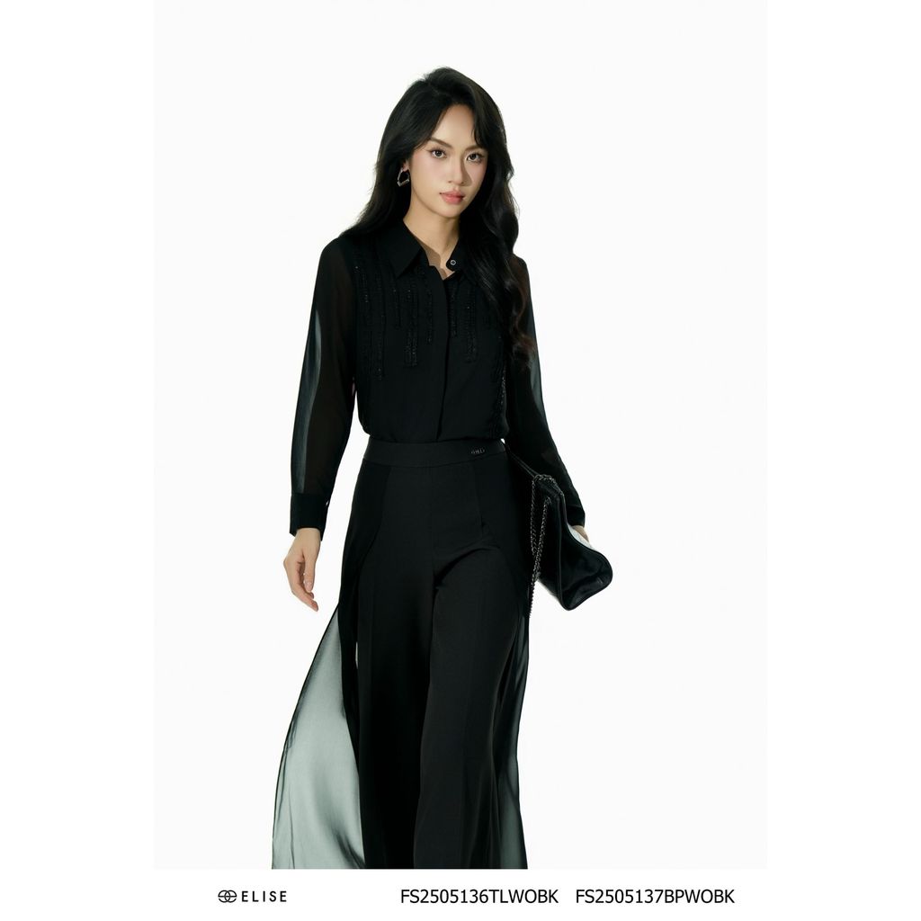 เสื้อเชิ้ตสีดําแขนยาว Elise FS design พร้อมสาย PK2505136TLWOBK