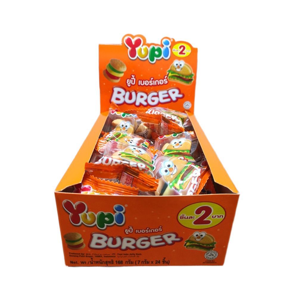 [สินค้าส่งด่วน] ยูปี้กัมมี่มินิเบอร์เกอร์ 7 ก. X24 YUPI GUMMY MINI BURGER 7 G. X24