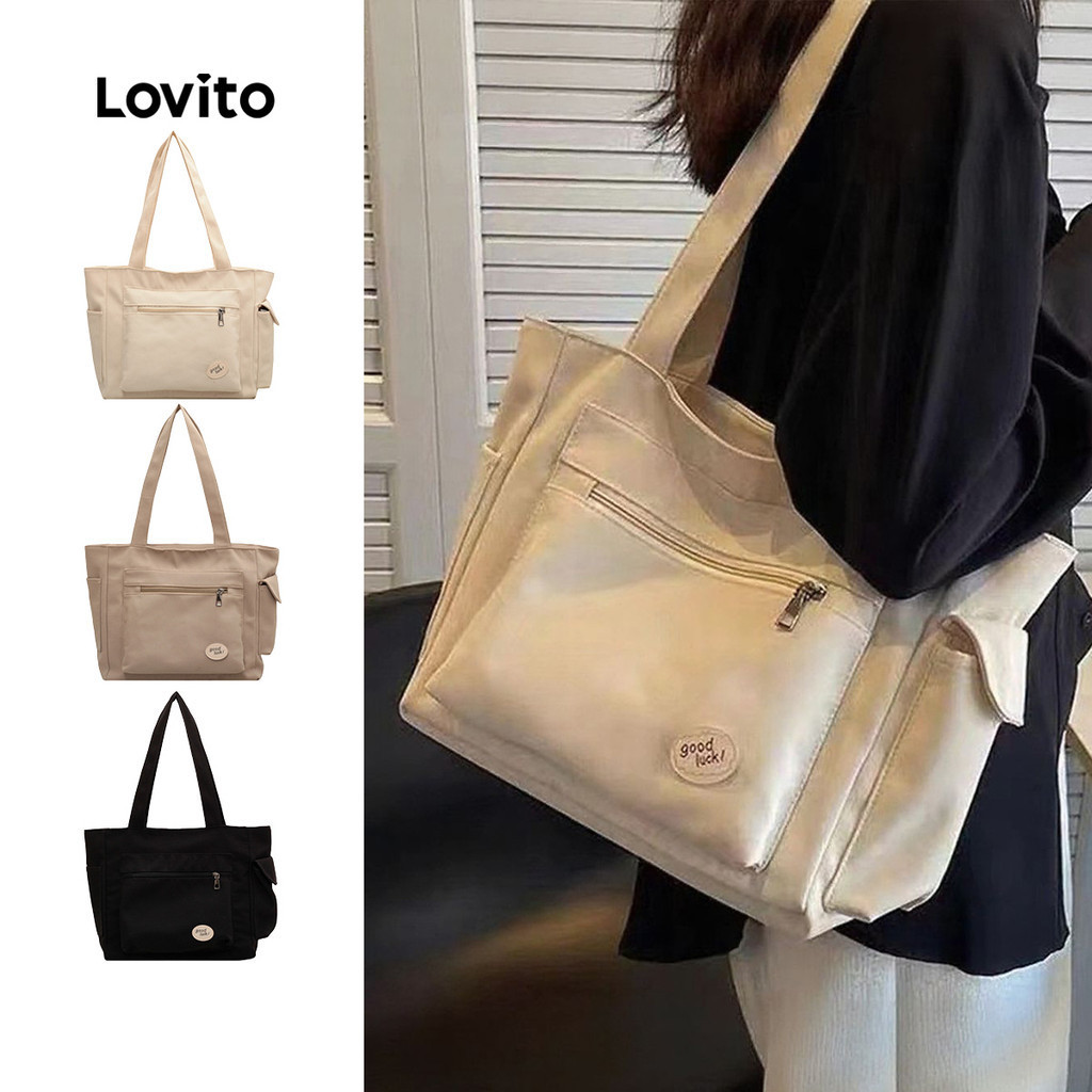Lovito กระเป๋าสะพายโท้ทไหล่ขนาดใหญ่สําหรับผู้หญิง LFA104048