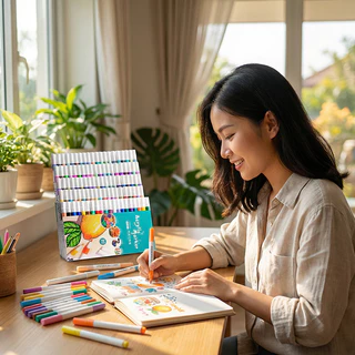 【Bubble Store】ปากกาอะคริลิค กันน้ำ สีสด เขียนได้หลายพื้นผิว 12/24/36/48/60/80 สี Acrylic Marker