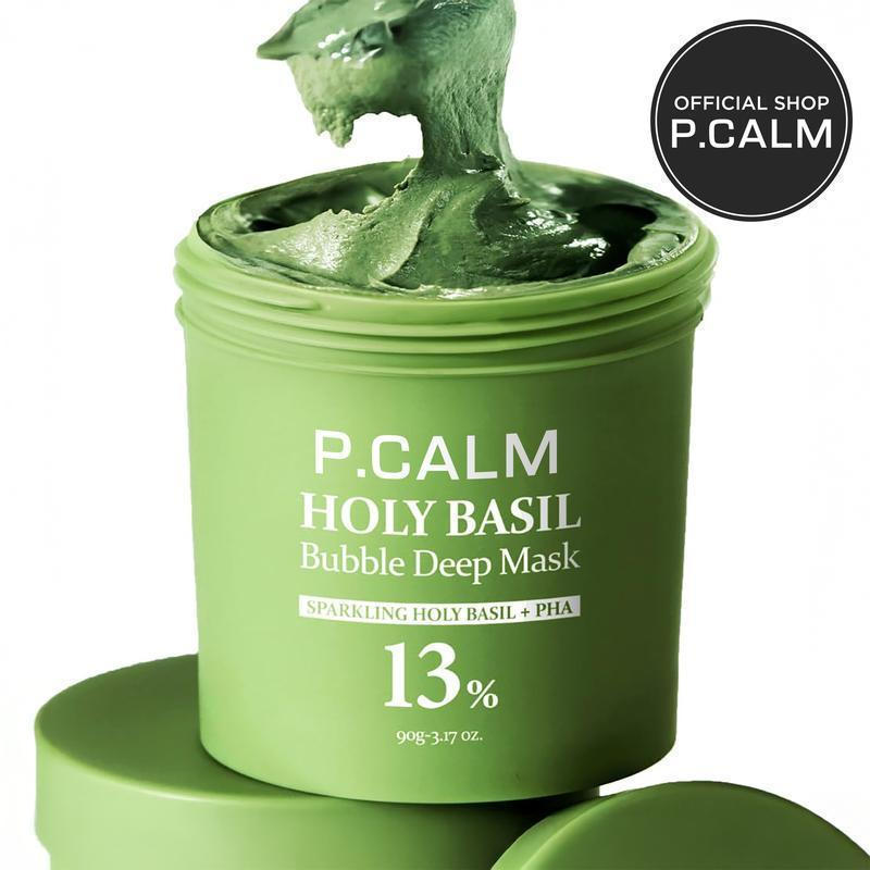 ซื้อสองแถมหนึ่ง [P.CALMOfficial] HolyBasil Bubble Deep Mask 13% -SparklingHolyBasil & PHAforPores & 