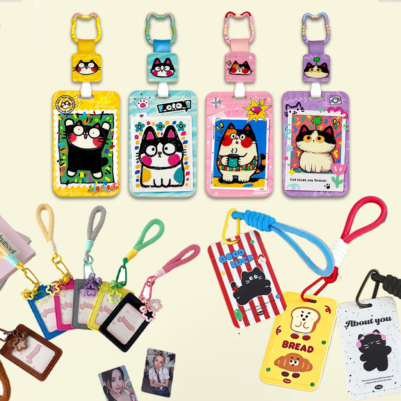 ซองใส่บัตรลายน่ารัก ดีไซน์แนวตั้ง สำหรับใส่บัตรนักเรียน บัตรพนักงาน และคีย์การ์ด สไตล์อินเทรนด์ แฟ้มสะสมการ์ด CardHolder