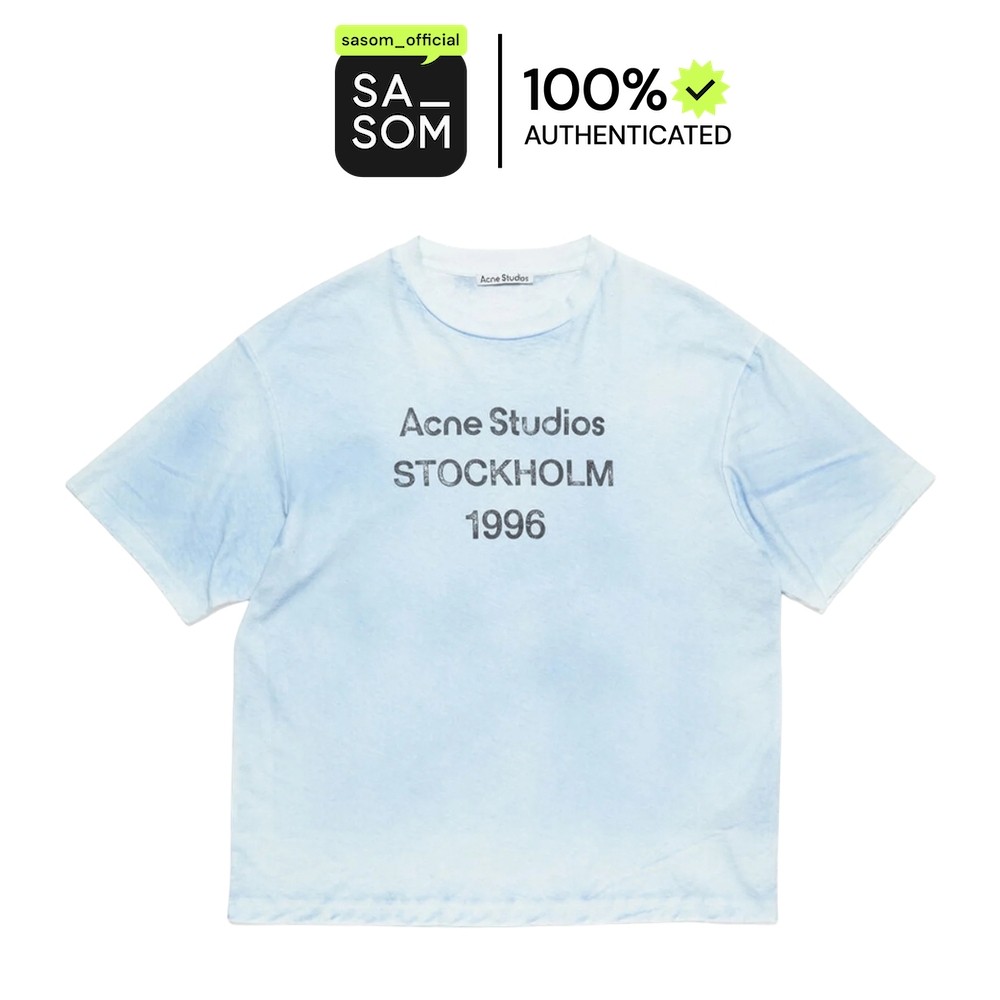 Acne Studios Logo T-Shirt Relaxed Fit Dusty Blue | ของแท้ ตรวจสอบโดย SASOM