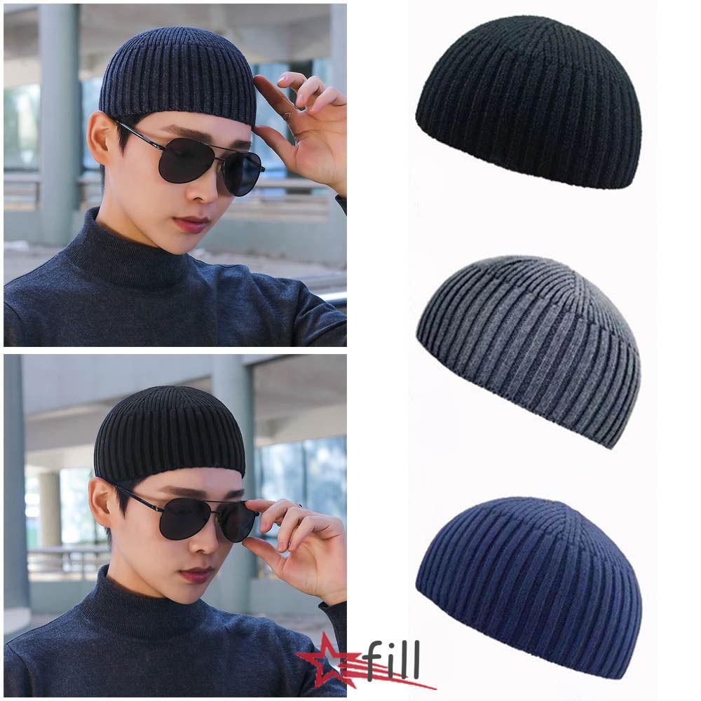 หมวกถักวินเทจ ยืดหยุ่นให้อบอุ่น สีทึบเส้นด้ายหยาบ แบบไม่มีปีก สำหรับเด็กและผู้ใหญ่